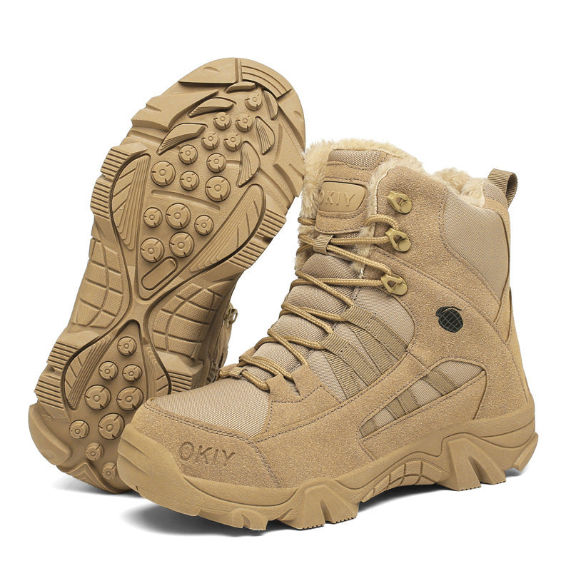 Men's Fleece-Lined Winter Combat Boots for Outdoor Adventures