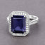 Bague de fiançailles en or blanc 14K avec iolite et diamant de 3,70 carats
