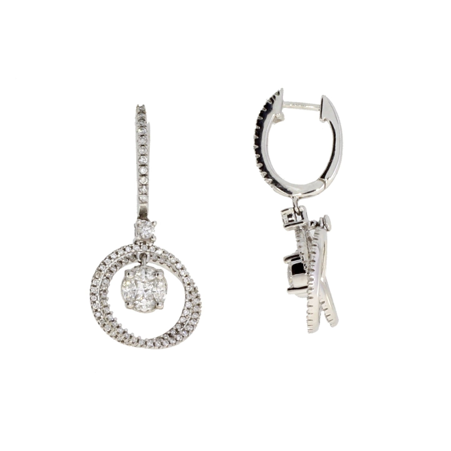 Genuine 1.00ct Diamond Dangle Earrings in 14KT White Gold