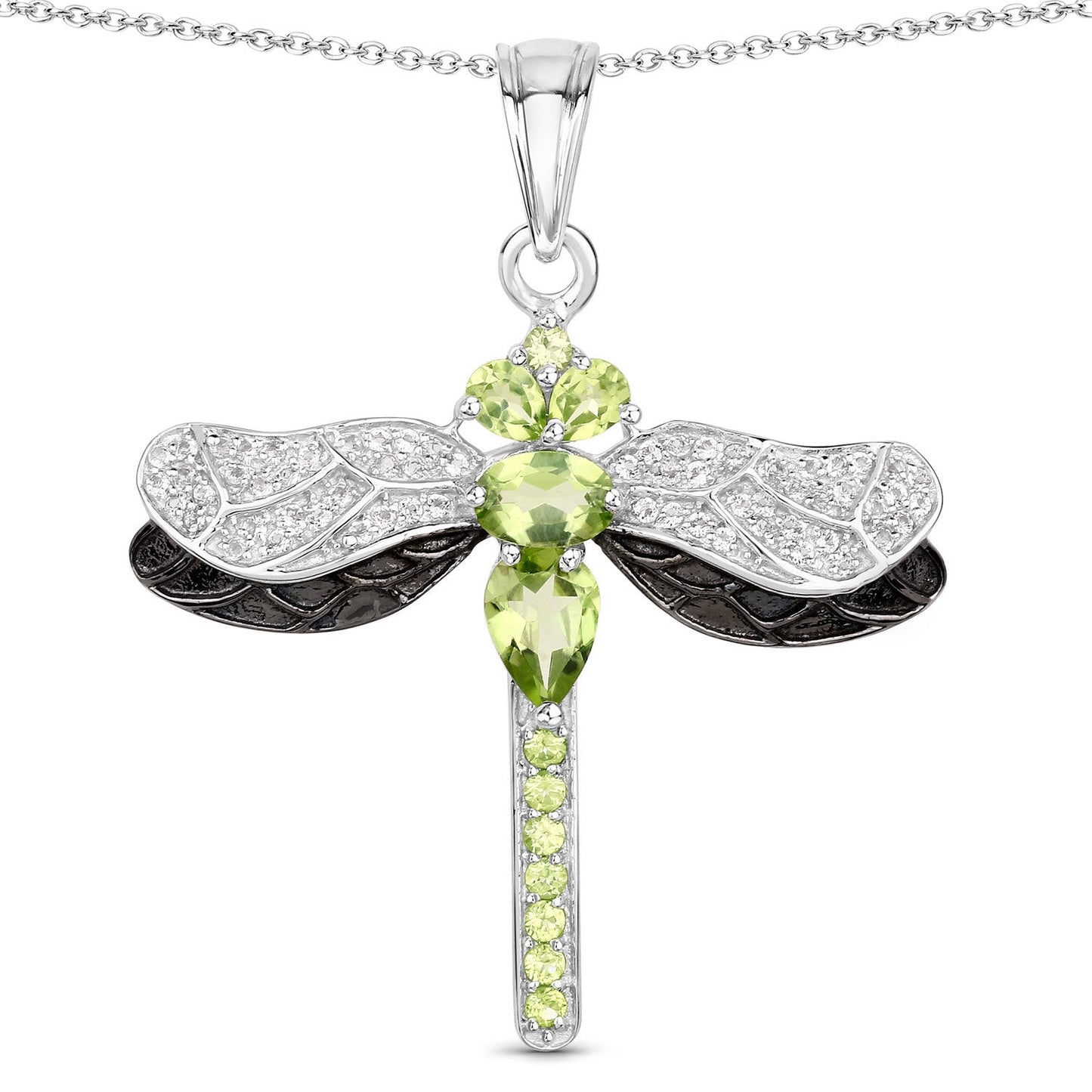 Pendentif en argent sterling avec péridot et topaze blanche de 1,98 carat