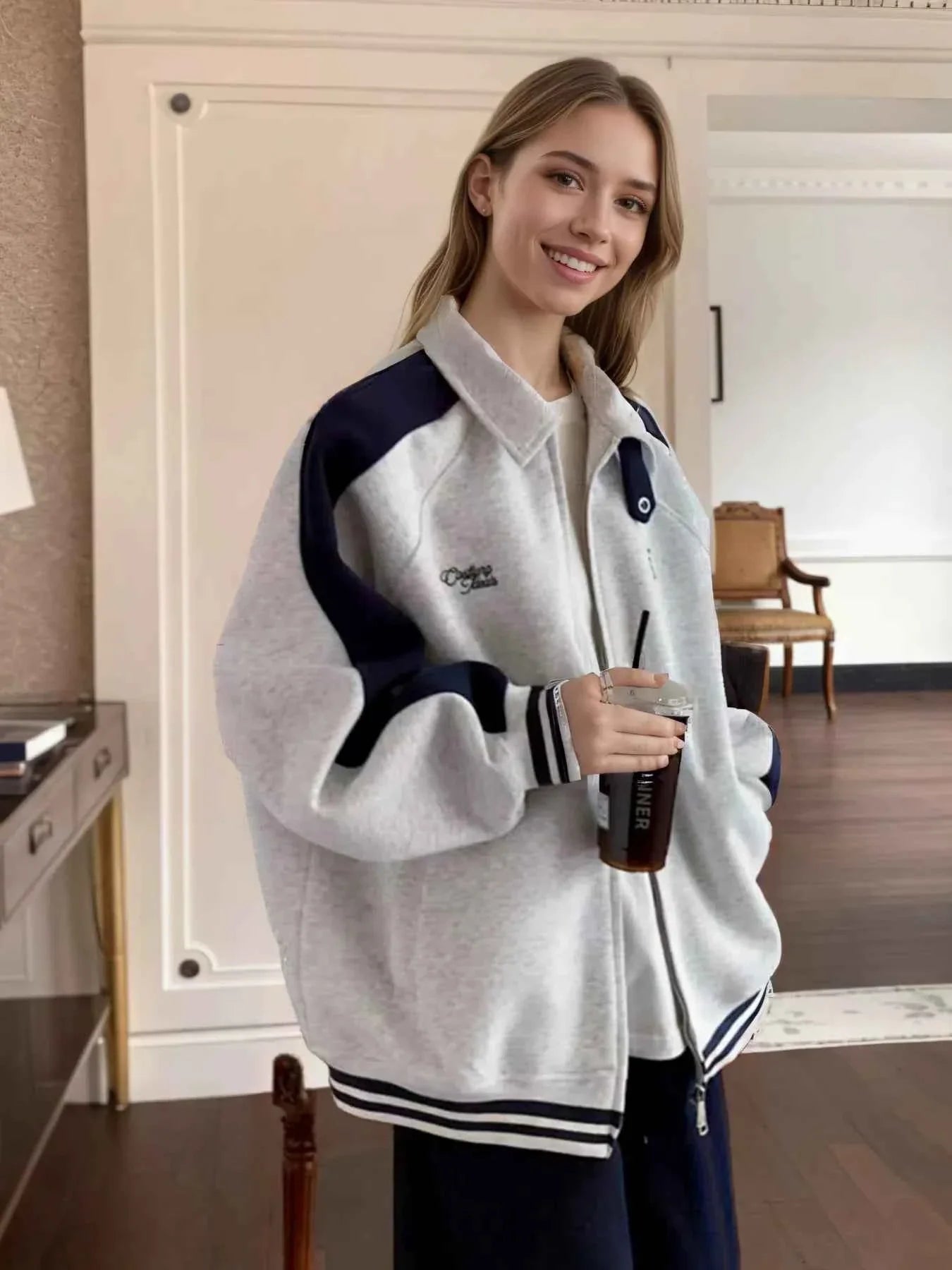 Veste zippée color block premium