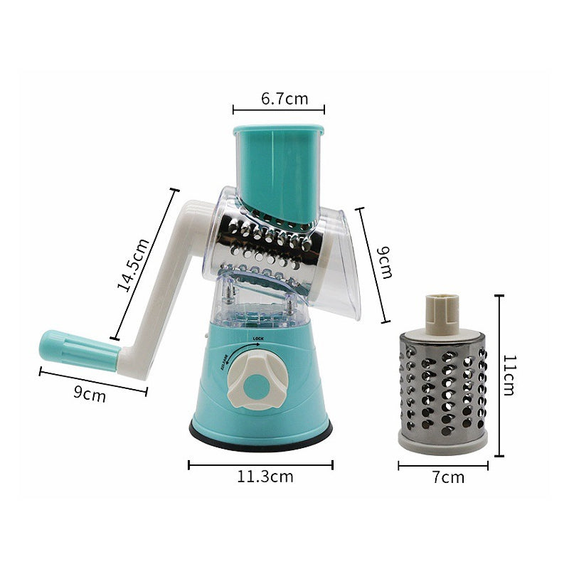 5-in-1 Cheese Grater: Gourmet, Rotary with Hand Crank, 10 Blades (3 Blades-C), for Cheese & Vegetable Slicing. - Korvel