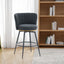A set of 2 gray rotating bar stools - high backrest, adjustable, with elegant metal backrest decoration - Korvel