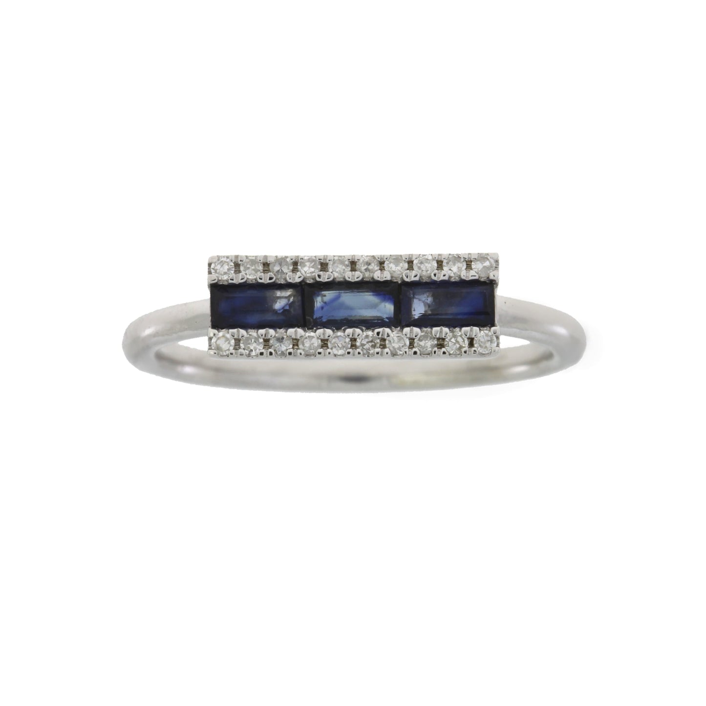 Genuine .63ct Diamond Sapphire Ring in 14KT White Gold