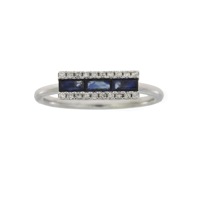 Bague en Saphir avec Diamant de 0,63 ct en Or Blanc 14KT