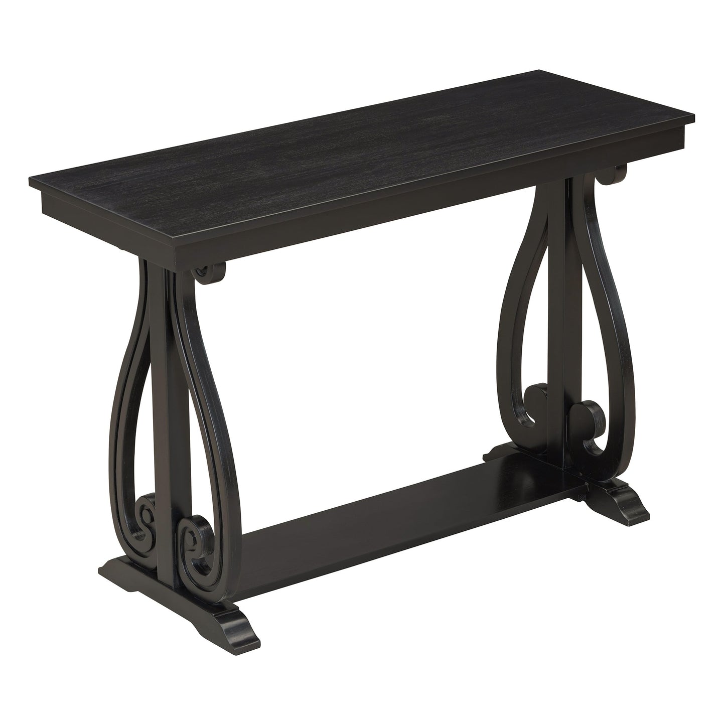 48-Inch Rustic Vintage Console Table --- Farmhouse Style Entryway Table with Open Shelf and Sturdy Construction (Black) - Korvel