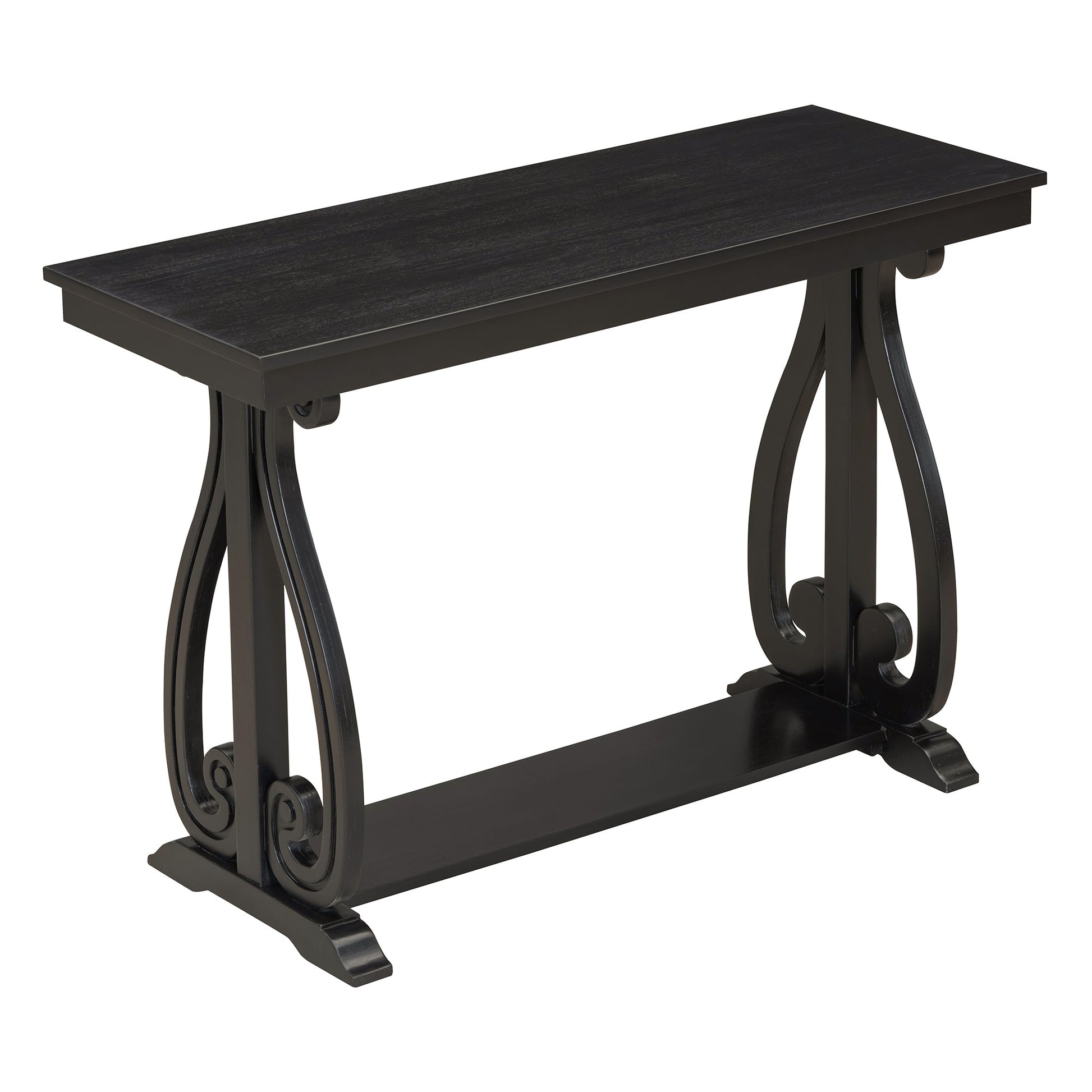 48-Inch Rustic Vintage Console Table --- Farmhouse Style Entryway Table with Open Shelf and Sturdy Construction (Black) - Korvel