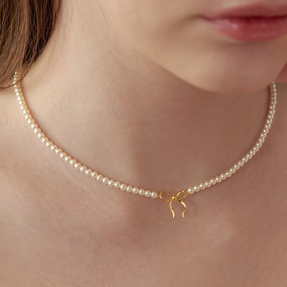 Collar de Lazo de Perlas de Cobre