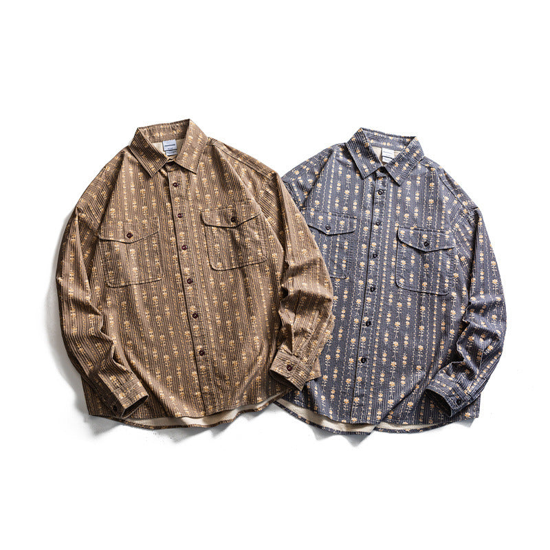 Japanese Retro Striped Long Sleeve Shirt for All