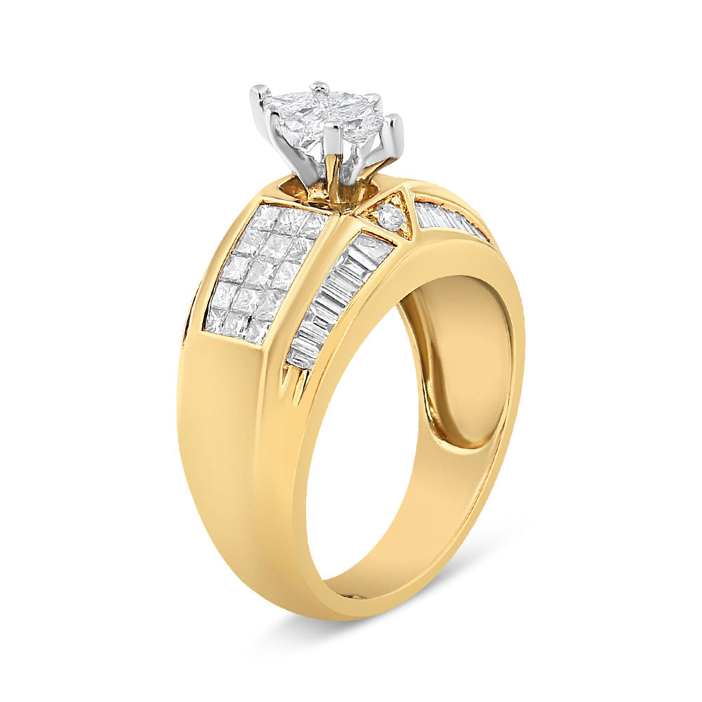 14K Yellow and White Gold Diamond Engagement Ring