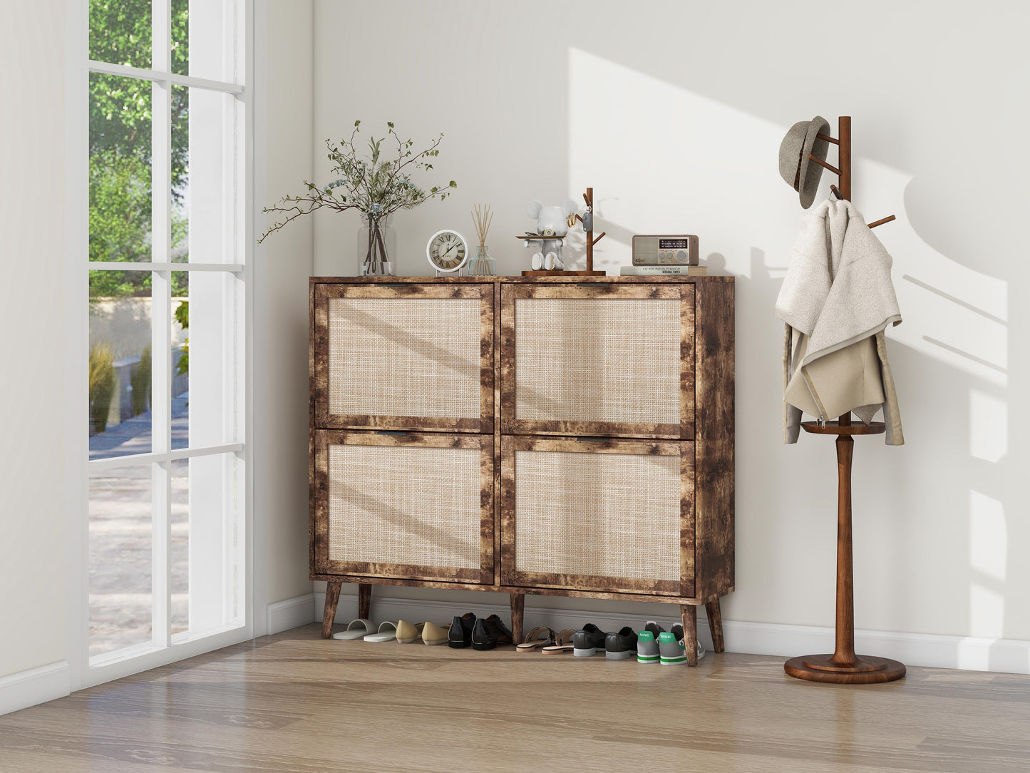 4-Door Freestanding Modern Shoe Rack for Entryway