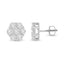 Boucles d'oreilles en diamant en cluster floral en or blanc 14K