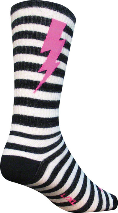 SockGuy Wool Lightning Crew Socks - Black/White, Large/X-Large