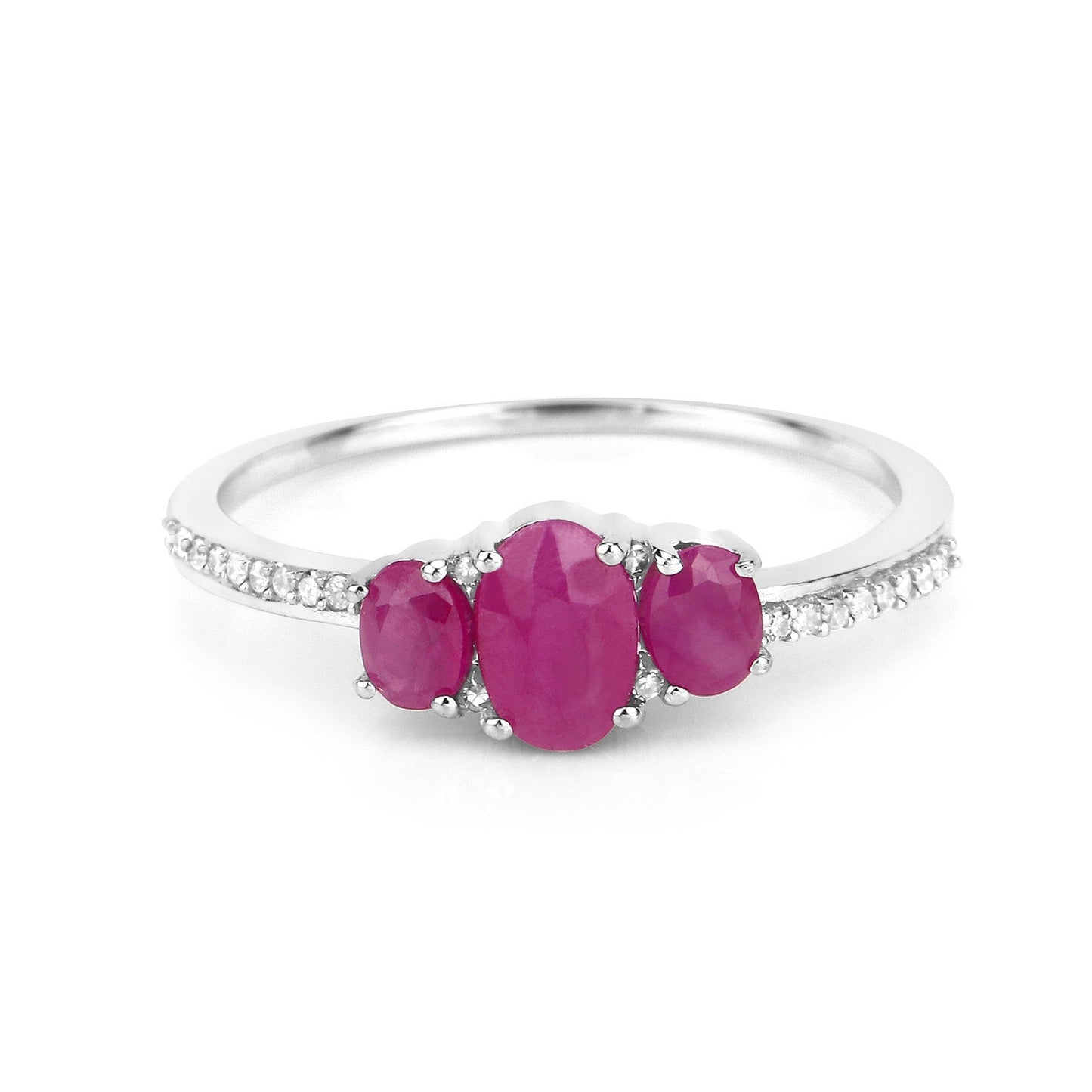 1.02 Carat Ruby and White Diamond 14K White Gold Engagement Ring