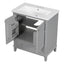 30inchgrey Bathroom Vanity with Sink ComboMulti-functional Bathroom Cabinet with Doors and Drawer Solid Frame and MDF Board - Korvel