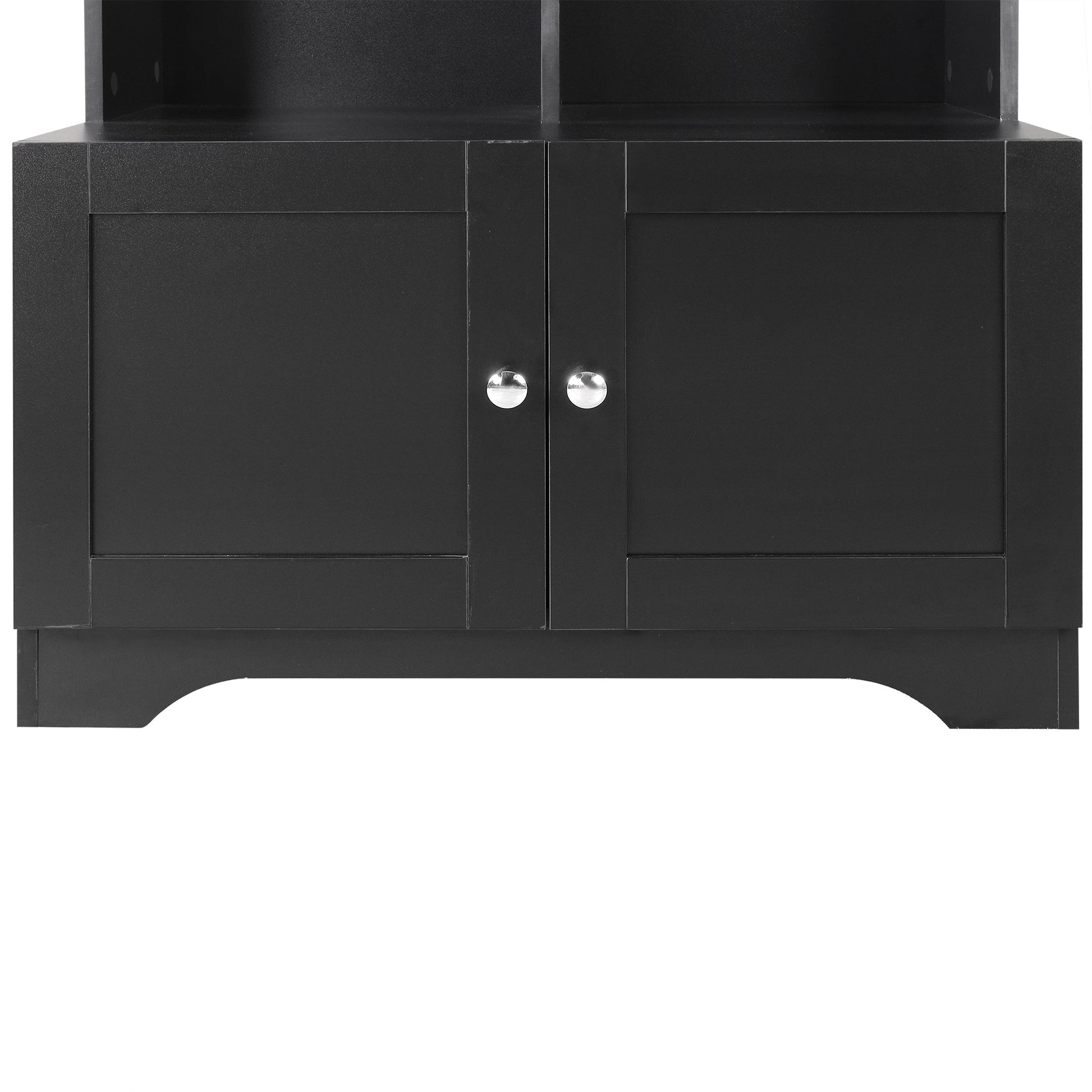 Bathroom storage cabinet, 4-door independent cabinet, adjustable shelf, open multi-layer shelf, black - Korvel