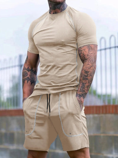 Ensemble de T-shirt à Poche et Shorts pour Hommes Confortable en 2 Pièces