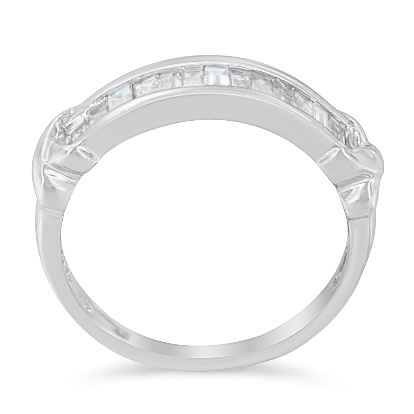 Anillo de boda de diamantes en corte baguette de plata esterlina .925
