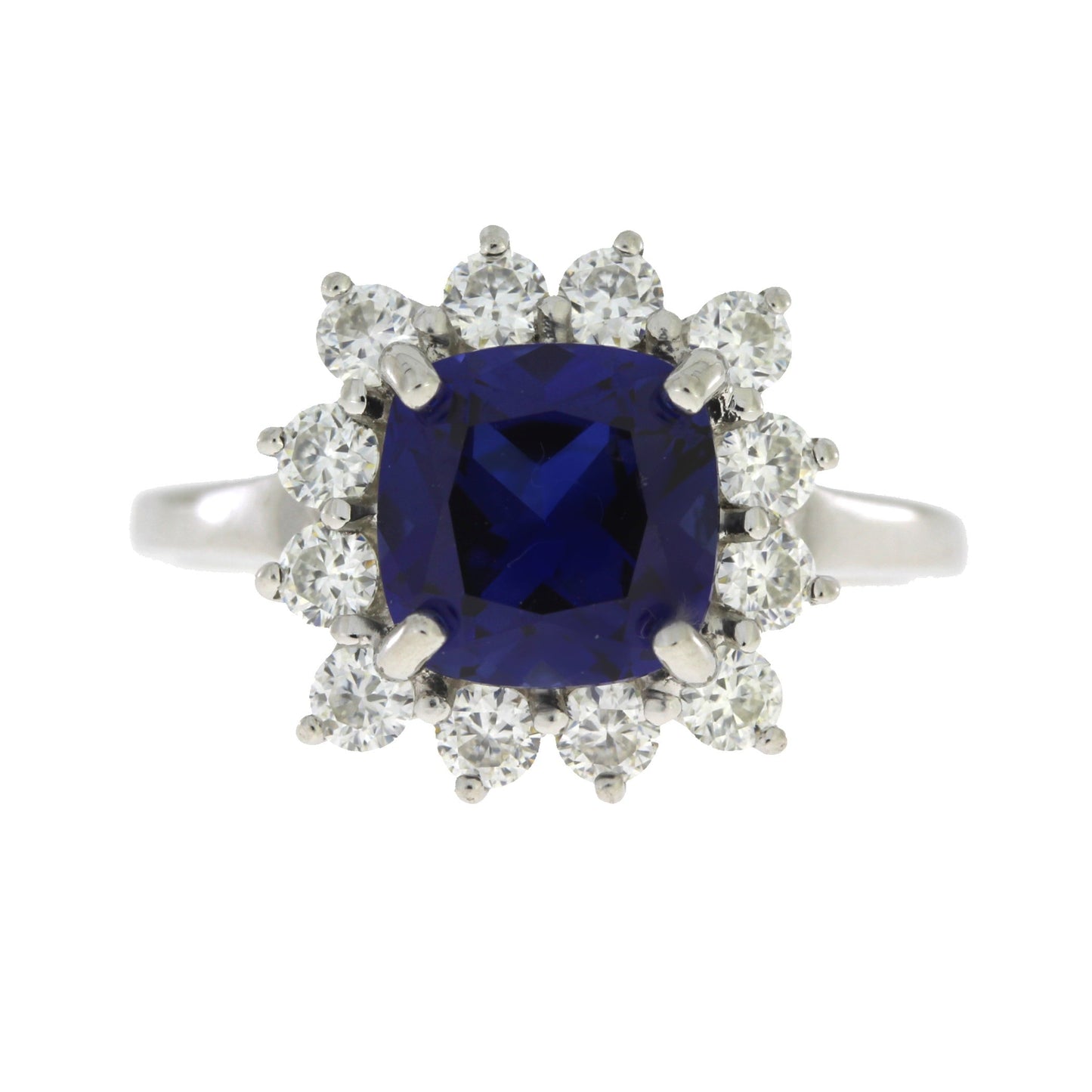 Anillo de Moissanita de Zafiro Creado en Plata Esterlina