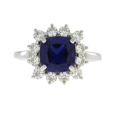 Anillo de Moissanita de Zafiro Creado en Plata Esterlina