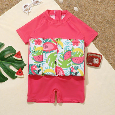Children's buoyancy swimsuit cute one-piece swimsuit for infants and young children floating zipper swimsuit for female babies - Korvel