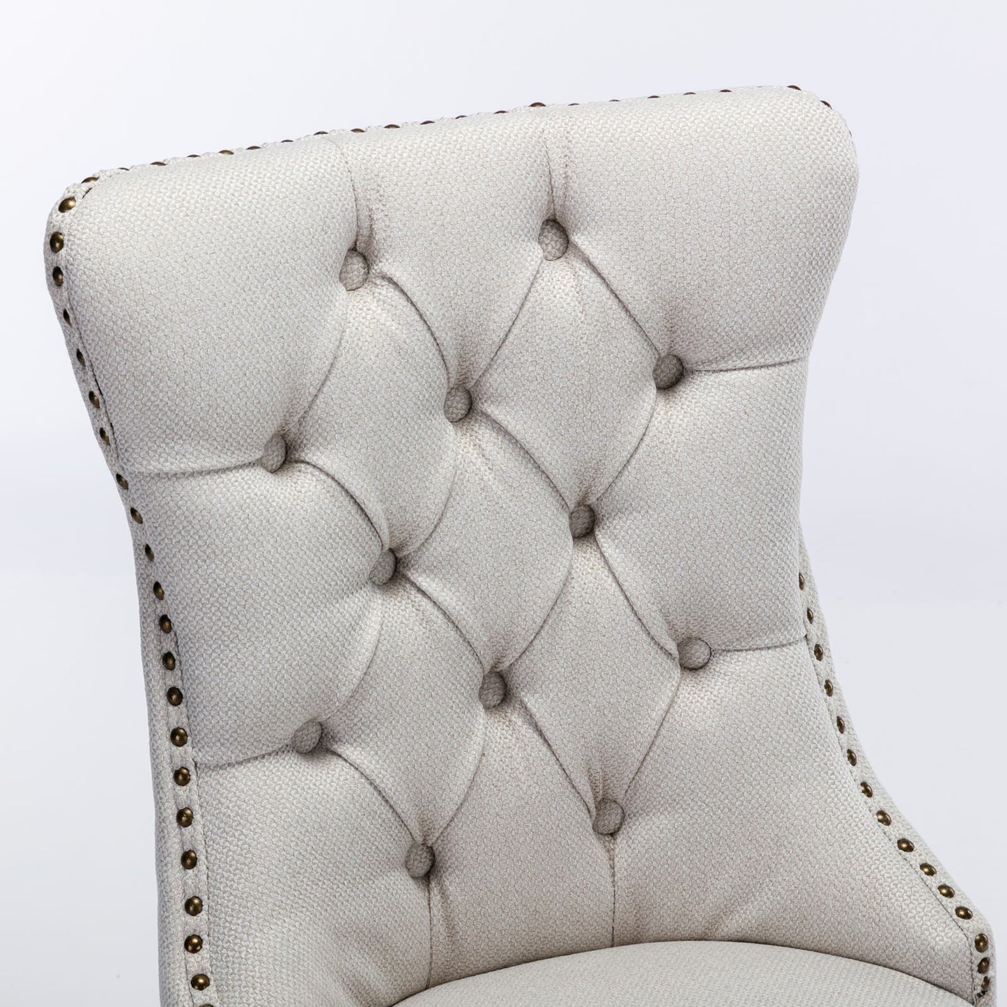 Premium Tufted Solid Wood Dining Chair Set - Gray