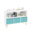 Kids bookcase with Collapsible Fabric Drawers Children's Book Display Toy Storage Cabinet Organizer White/Blue - Korvel