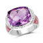 8.86 Carat Genuine Amethyst & White Topaz Sterling Silver Ring
