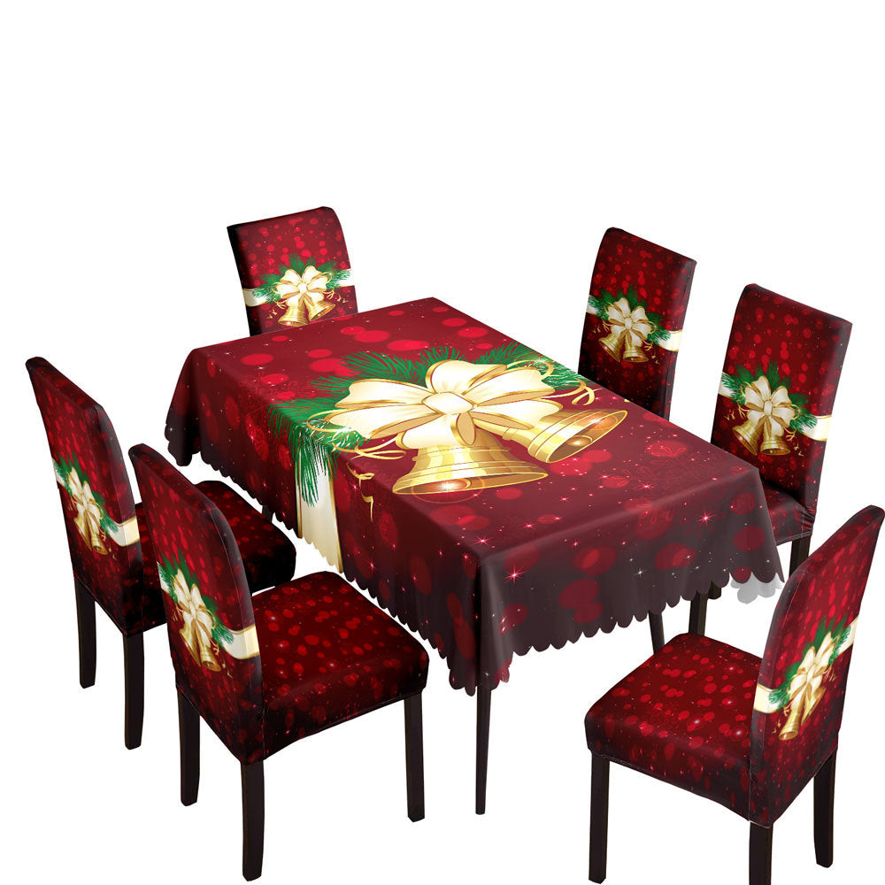 Christmas printed tablecloth, chair cover, waterproof, oil resistant, festive decoration, dining table cloth, chair cover, universal household use - Korvel