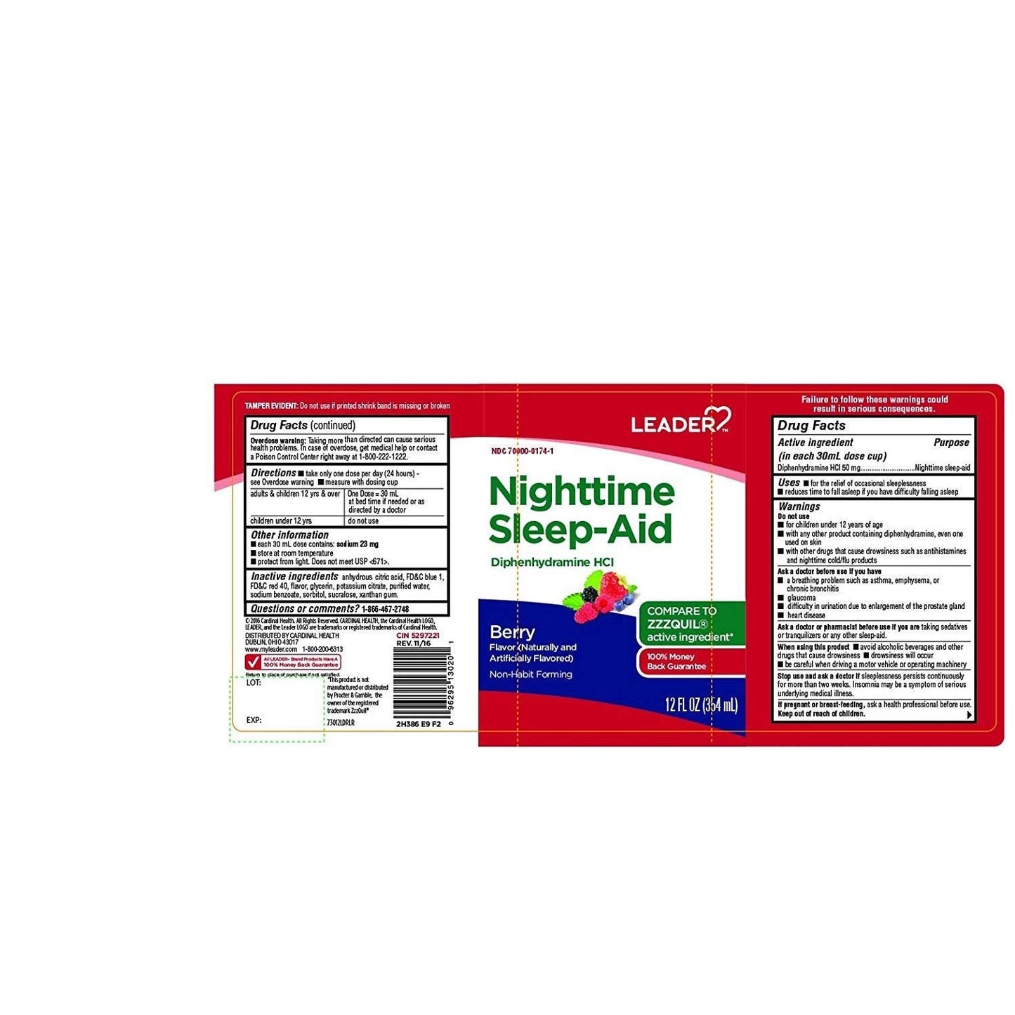 Leader™ Aide au Sommeil Nocturne – Liquide Saveur Baie (12 fl oz)