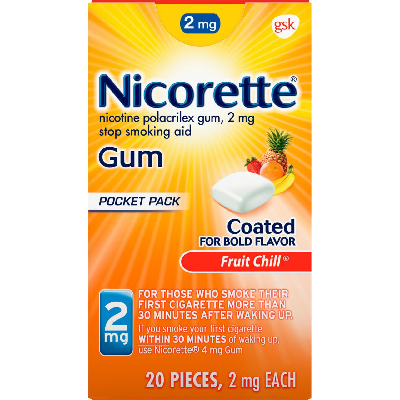 Nicorette Nicotine Gum – Fruit Chill Flavor (2 mg Strength)