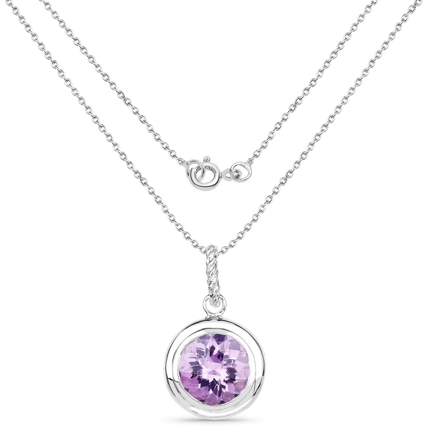 Colgante de amatista genuina de 8.00 quilates en plata esterlina .925