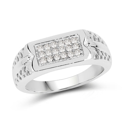 Bague de fiançailles en argent sterling avec diamant blanc véritable de 0,27 carat