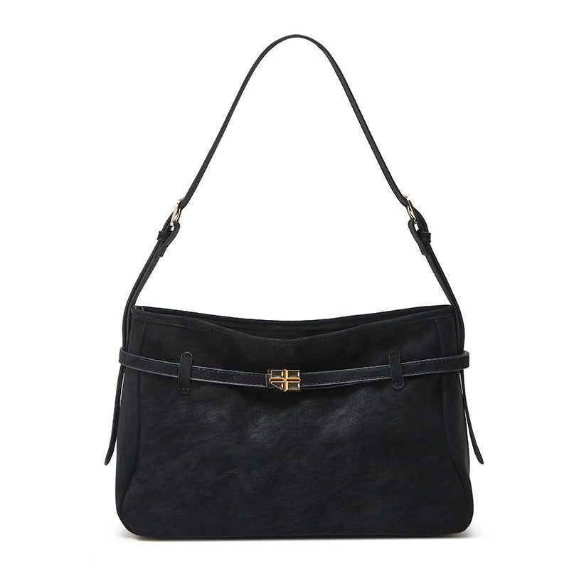 Bolso Tote Retro con Hebilla - Bolsa de Hombro de Gran Capacidad