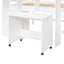 Full Size Low Loft Bed with Rolling Portable Desk, Drawers and Shelves, White - Korvel