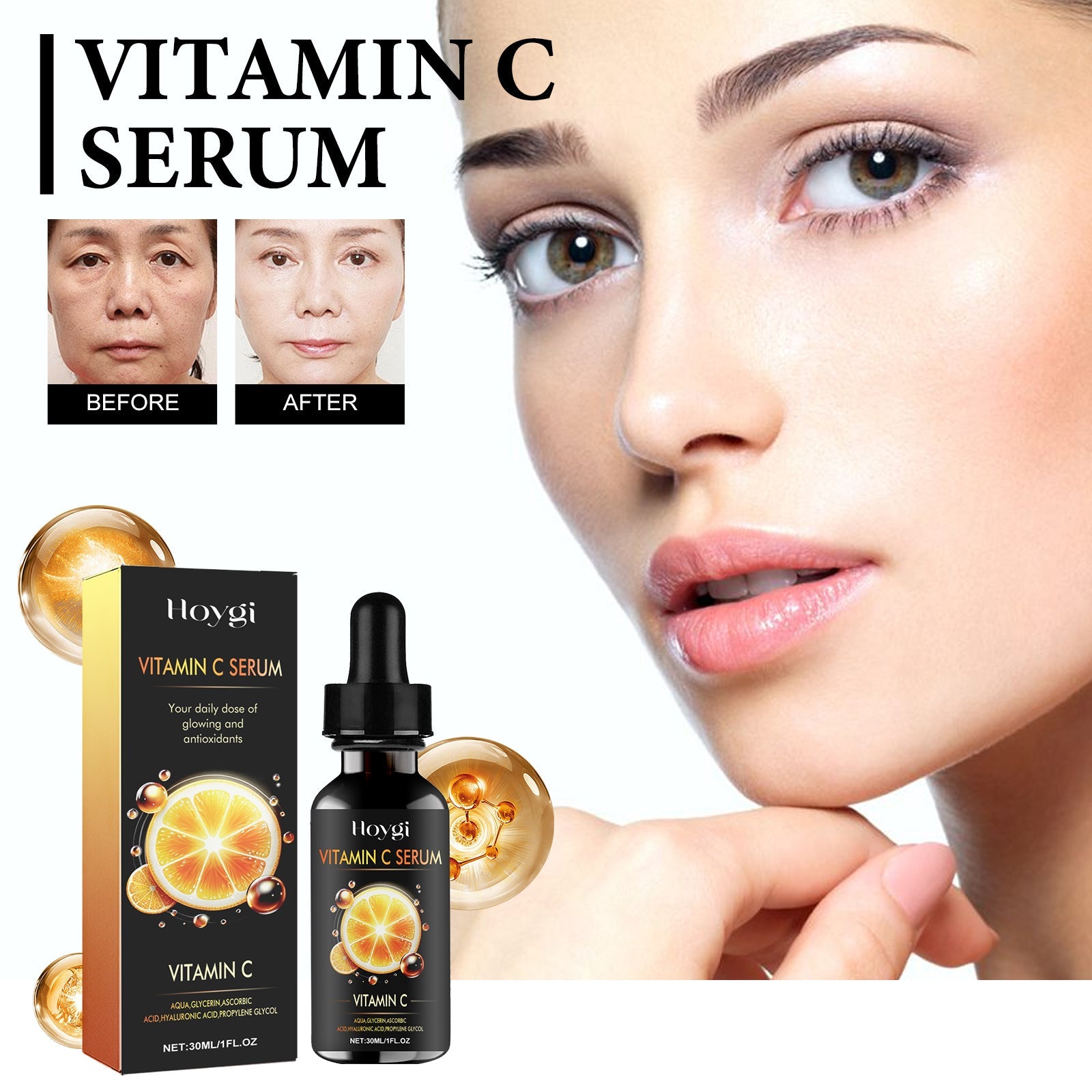 Vitamin C Serum, Deep Moisturizing And Moisturizing Whitening Essence For Subtle Spots And Fine Lines - Korvel