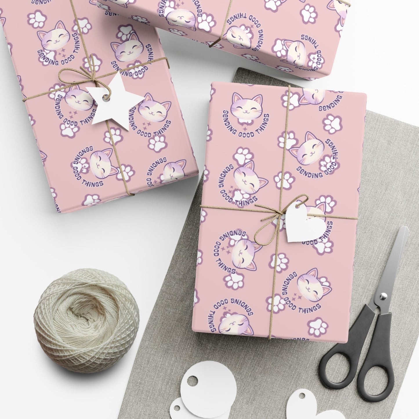 Smiling Cat Pattern Gift Wrap - All-Purpose Wrapping Paper