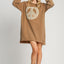 Peace Lace Applique Frayed Hem Mini Dress for Women