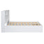 Elegant Queen Size Platform Bed with Storage Headboard, White