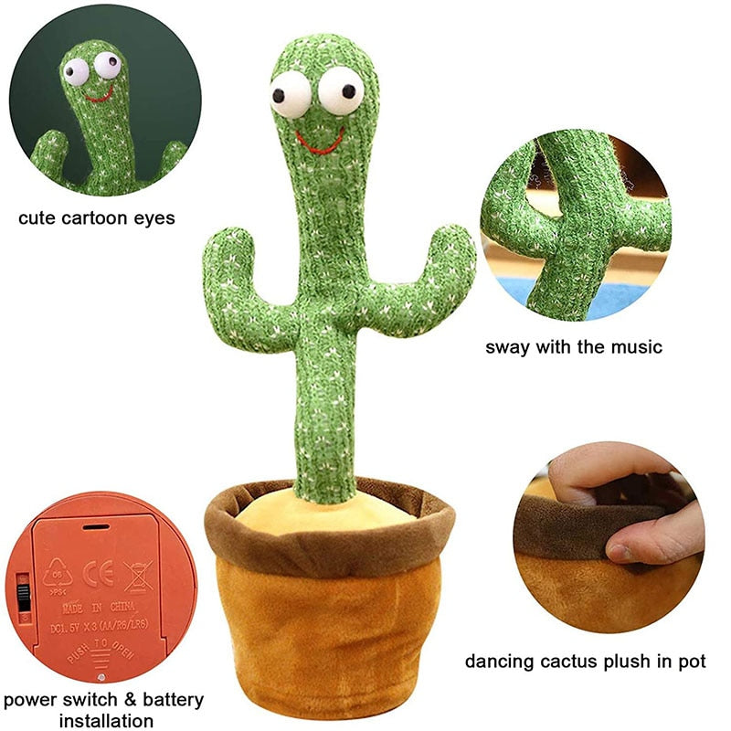 Juguete de Peluche Cactus Bailarín - Muñeco Interactivo que Canta y Baila