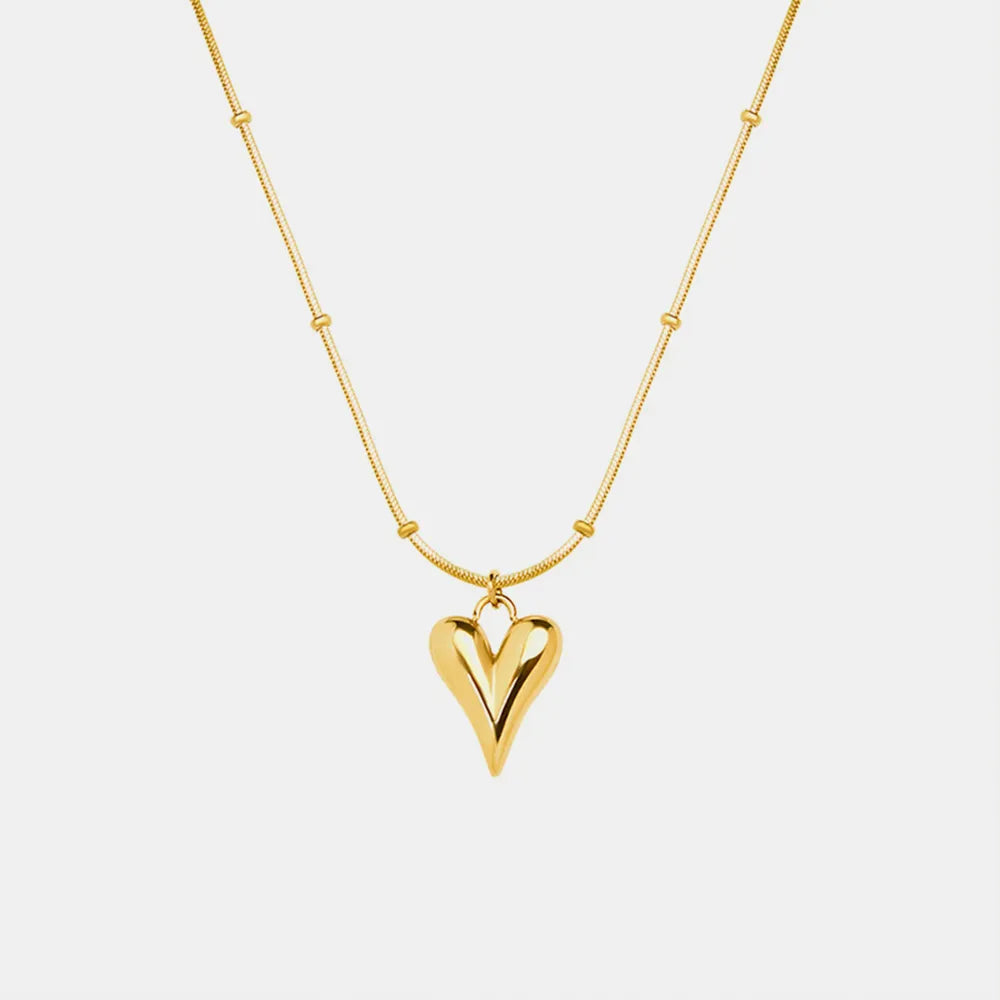 Fashionable and minimalist heart-shaped necklace with titanium steel plated 18K real gold necklace - Korvel