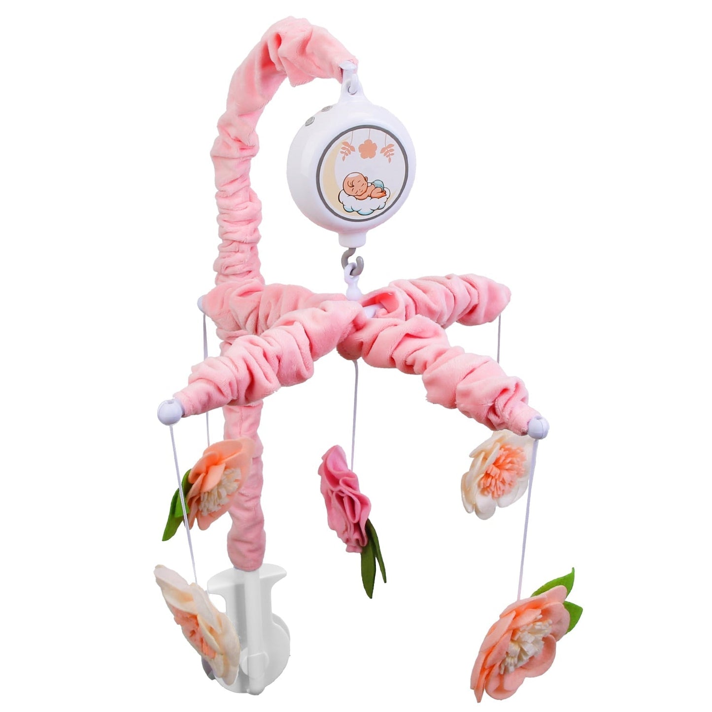 Mobile musical Gbruno pour filles - 12 mélodies et 5 hochets en fleurs