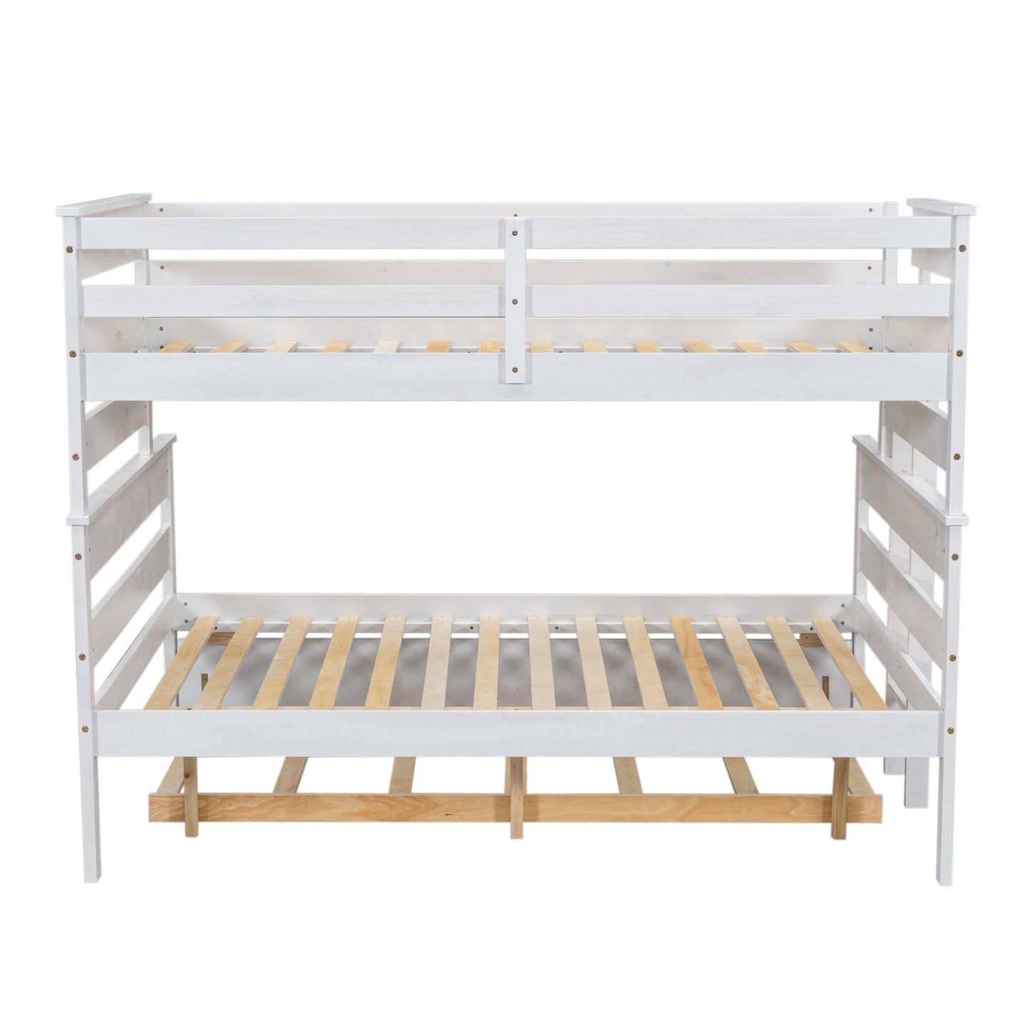 Wood Twin over Full Bunk Bed with Twin Size Trundle  White - Korvel