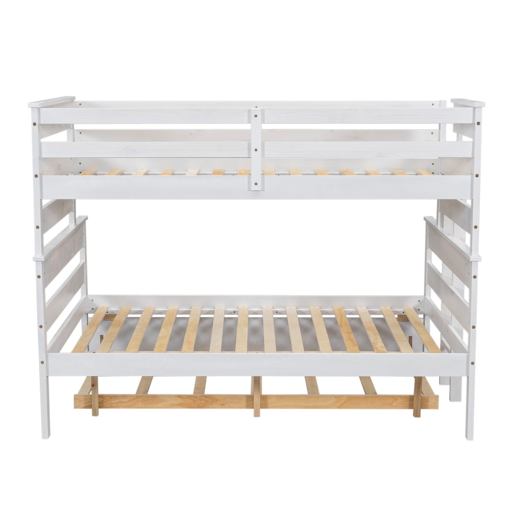 Wood Twin over Full Bunk Bed with Twin Size Trundle  White - Korvel