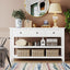 Retro Design Console Table with Two Open Shelves, Pine Solid Wood Frame and Legs for Living Room (Antique White) - Korvel