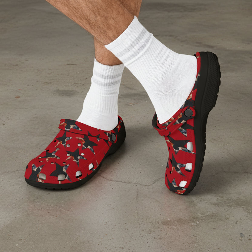 Red Presidential Silhouette Star EVA Clogs – Lightweight Slip-Ons