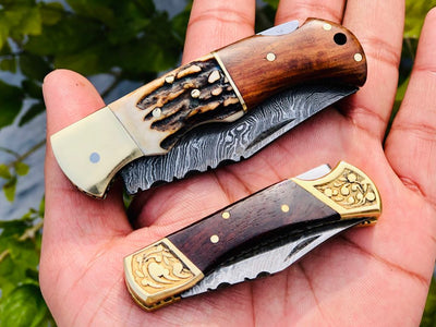 Exquisite Handmade Damascus Folding Knives Set - Korvel