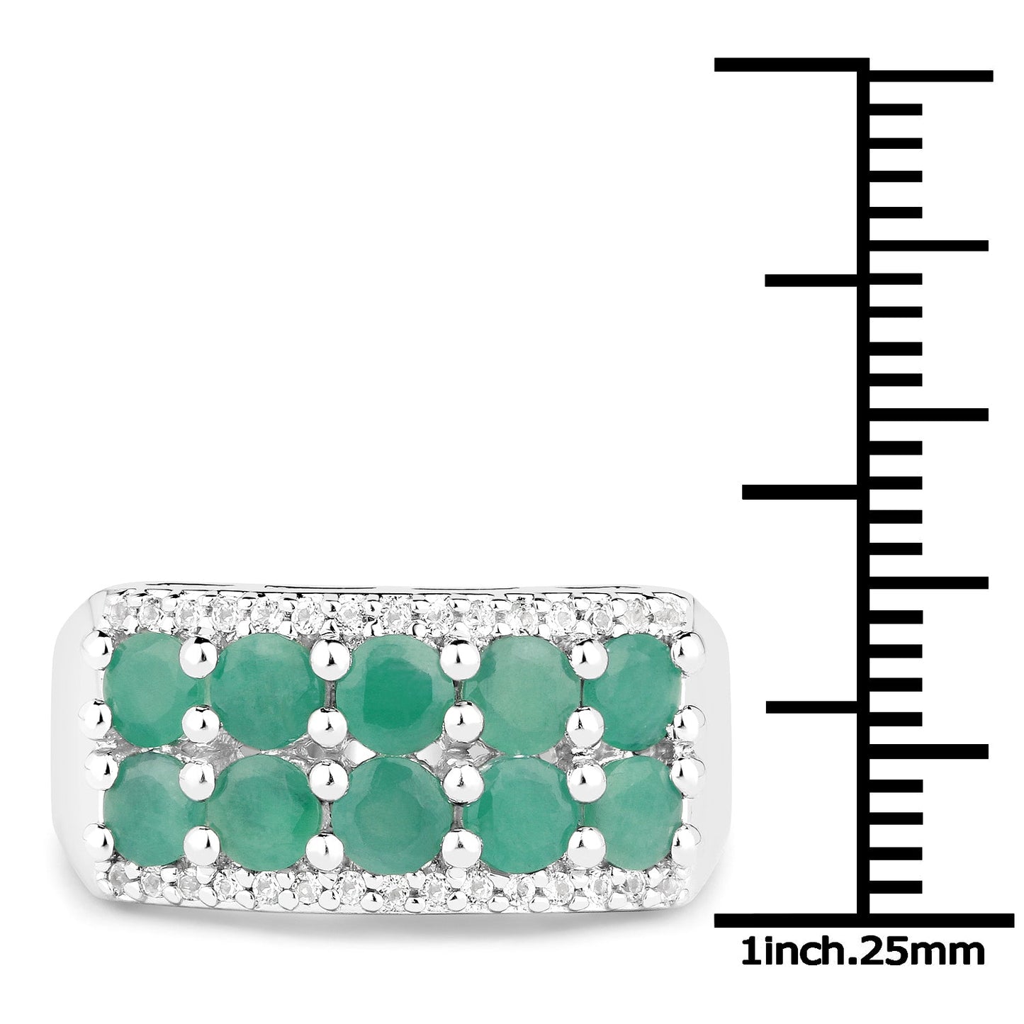 Bague en Argent Sterling avec Émeraude et Topaze Blanche de 1,85 Carat