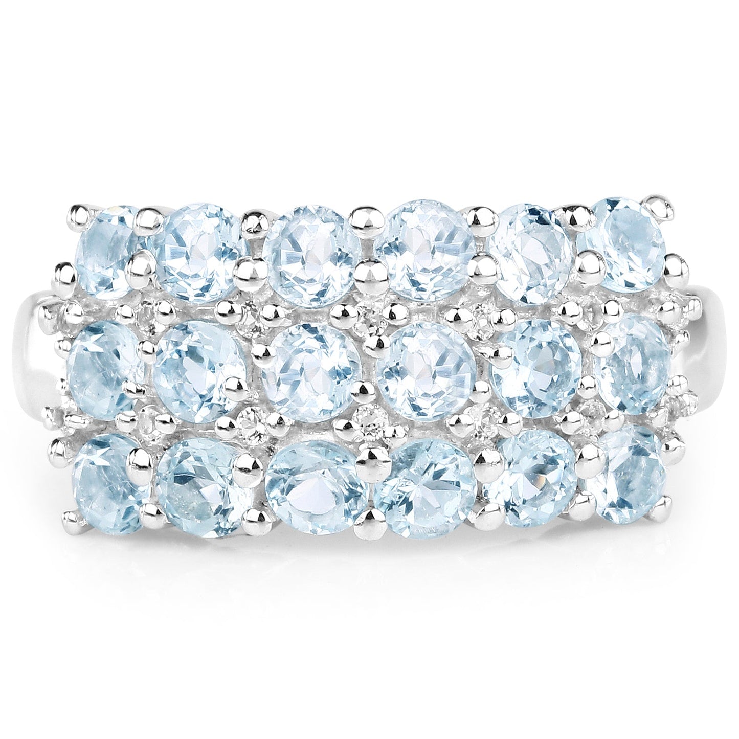 Anillo de Plata Esterlina con Topacio Azul y Topacio Blanco de 2.29 Quilates