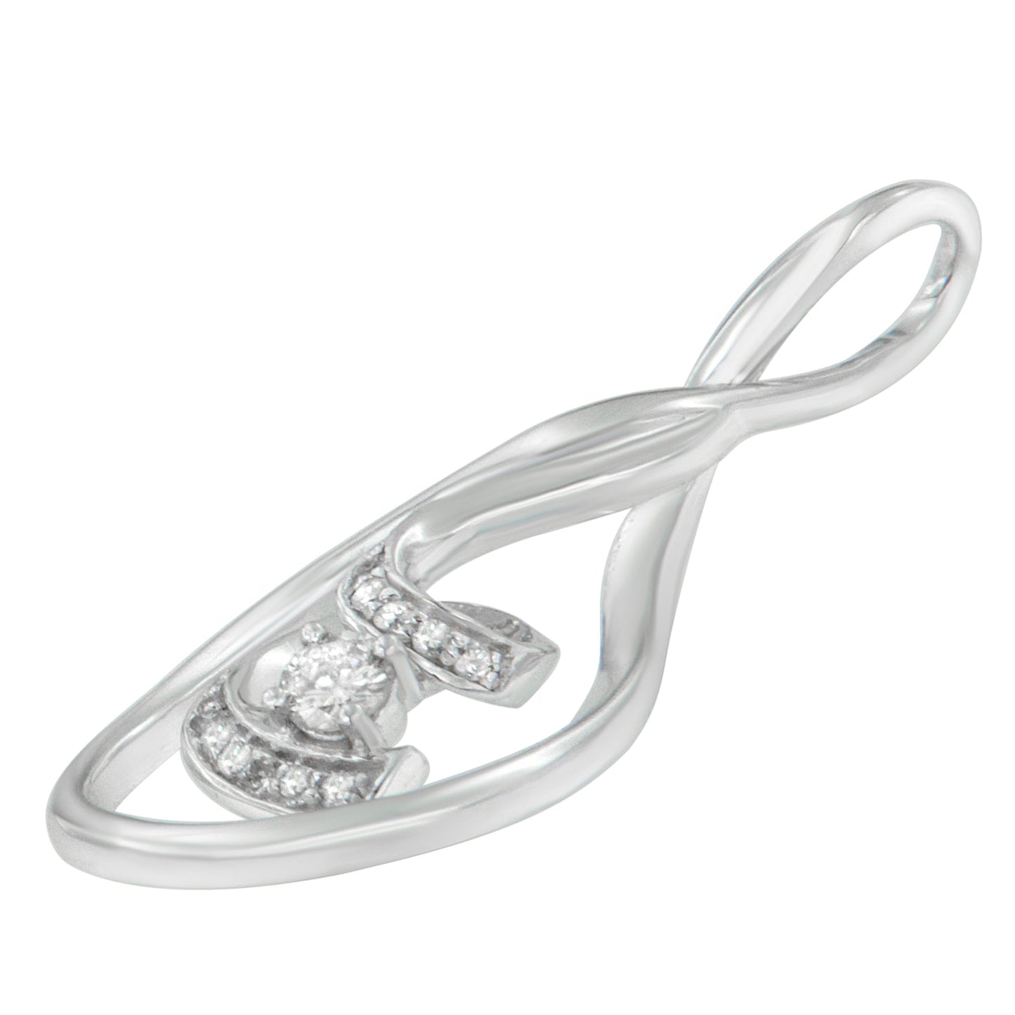 Collier Pendentif Spiral en Diamant en Or Blanc 10K Espira